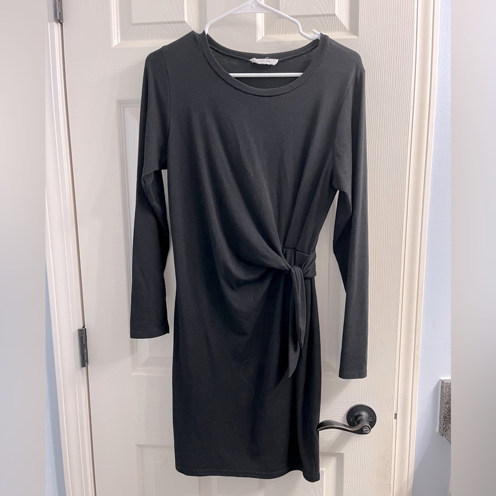 Boutique black mini dress, tie front, fits S/M